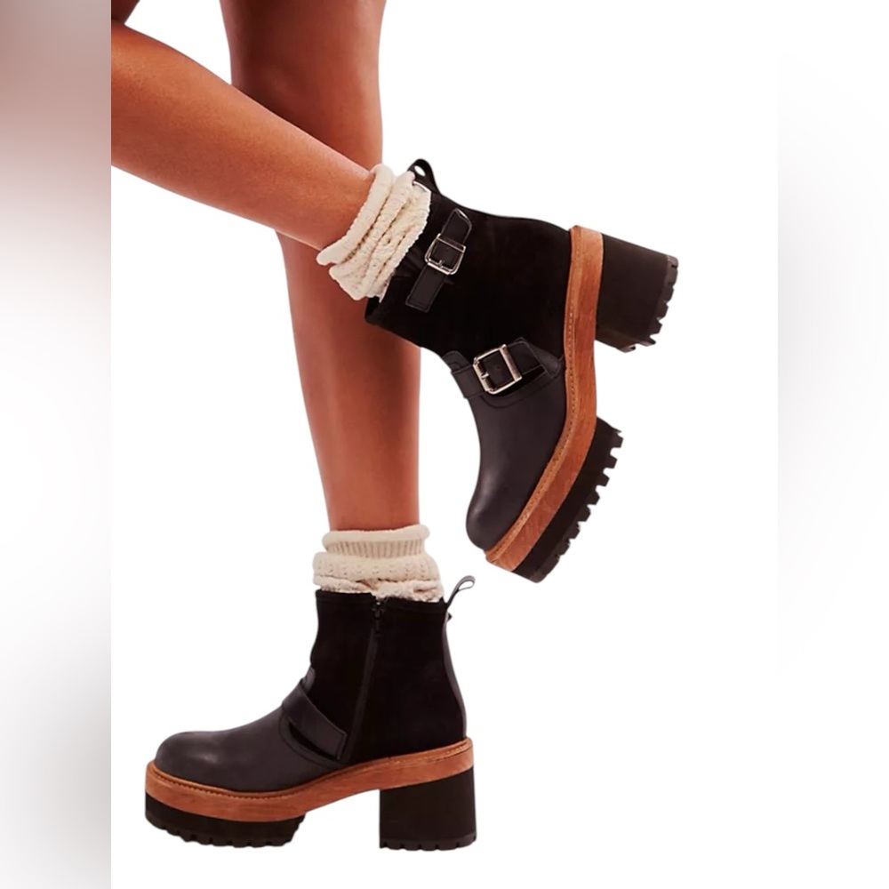 🆕 FREE PEOPLE | CARTER CROP PLATFORM BOOT | BLACK | SIZE: US 8
